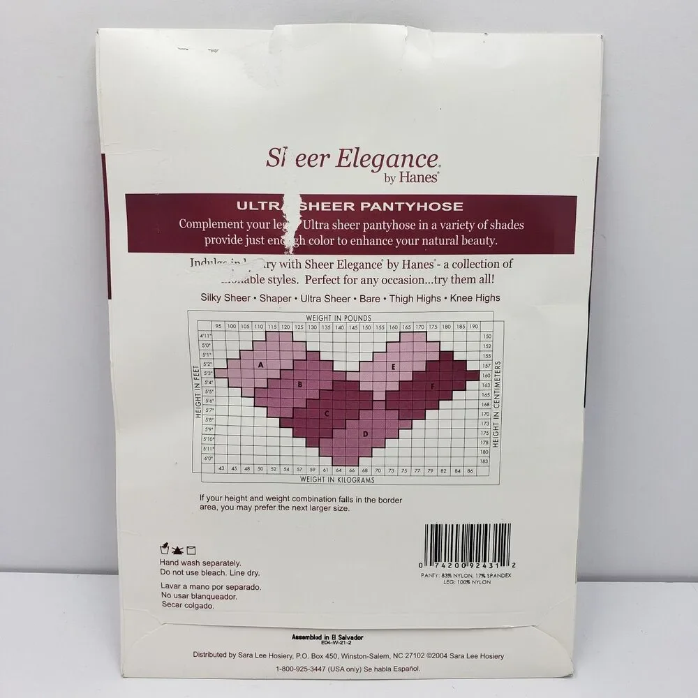 Hanes Sheer Elegance Pantyhose Vintage Onyx Black Ultra Sheer D Sheer Toe NOS